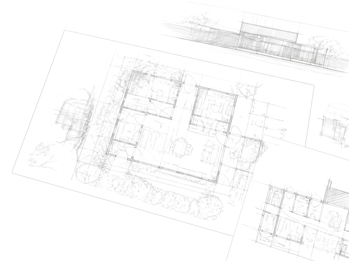 Architectural project drawing of a restaurant kitchen, marked up to show a change
