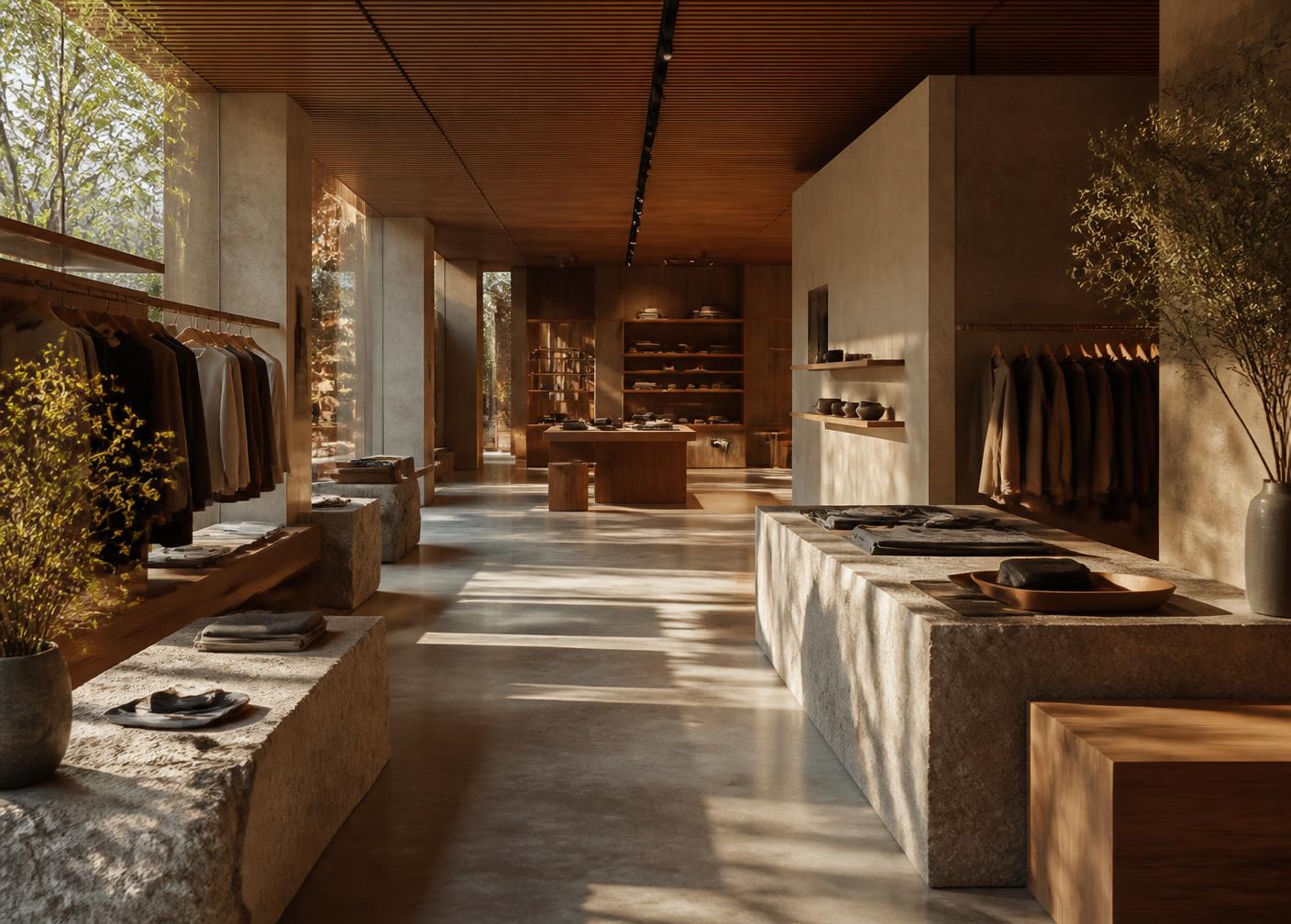 A retail interior with soft daylight